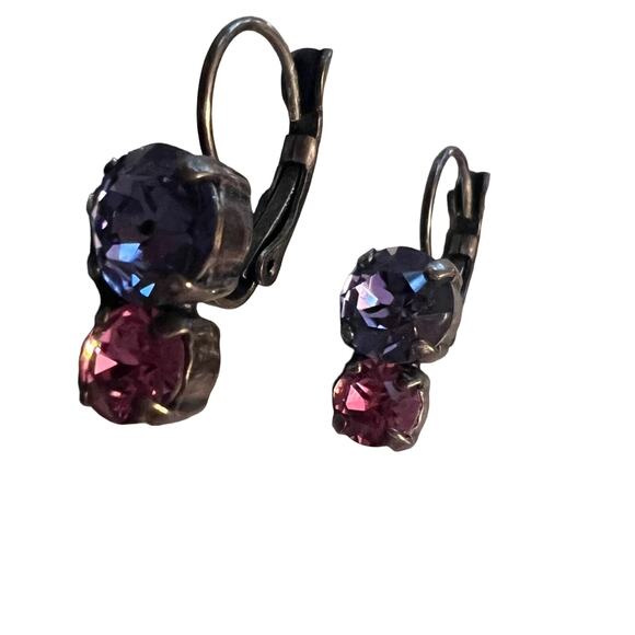 other Jewelry - Silver Tone Purple & Pink Crystal Bling Earrings